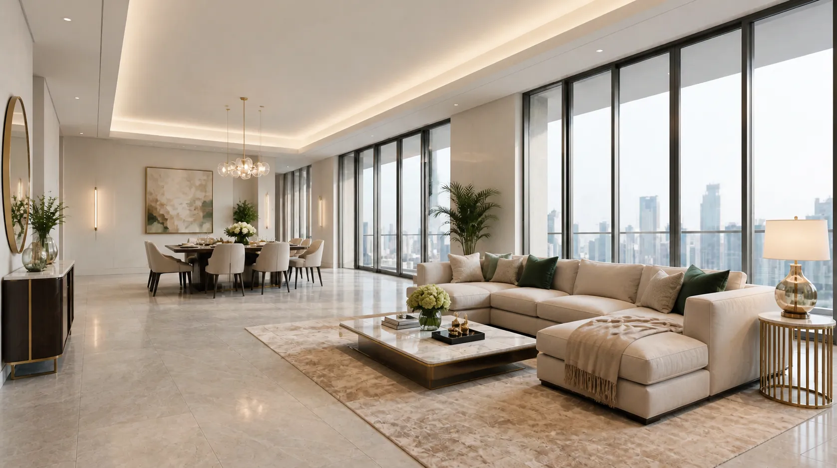 Room shown as a modern luxury interior design concept - output is clearly labeled as a concept