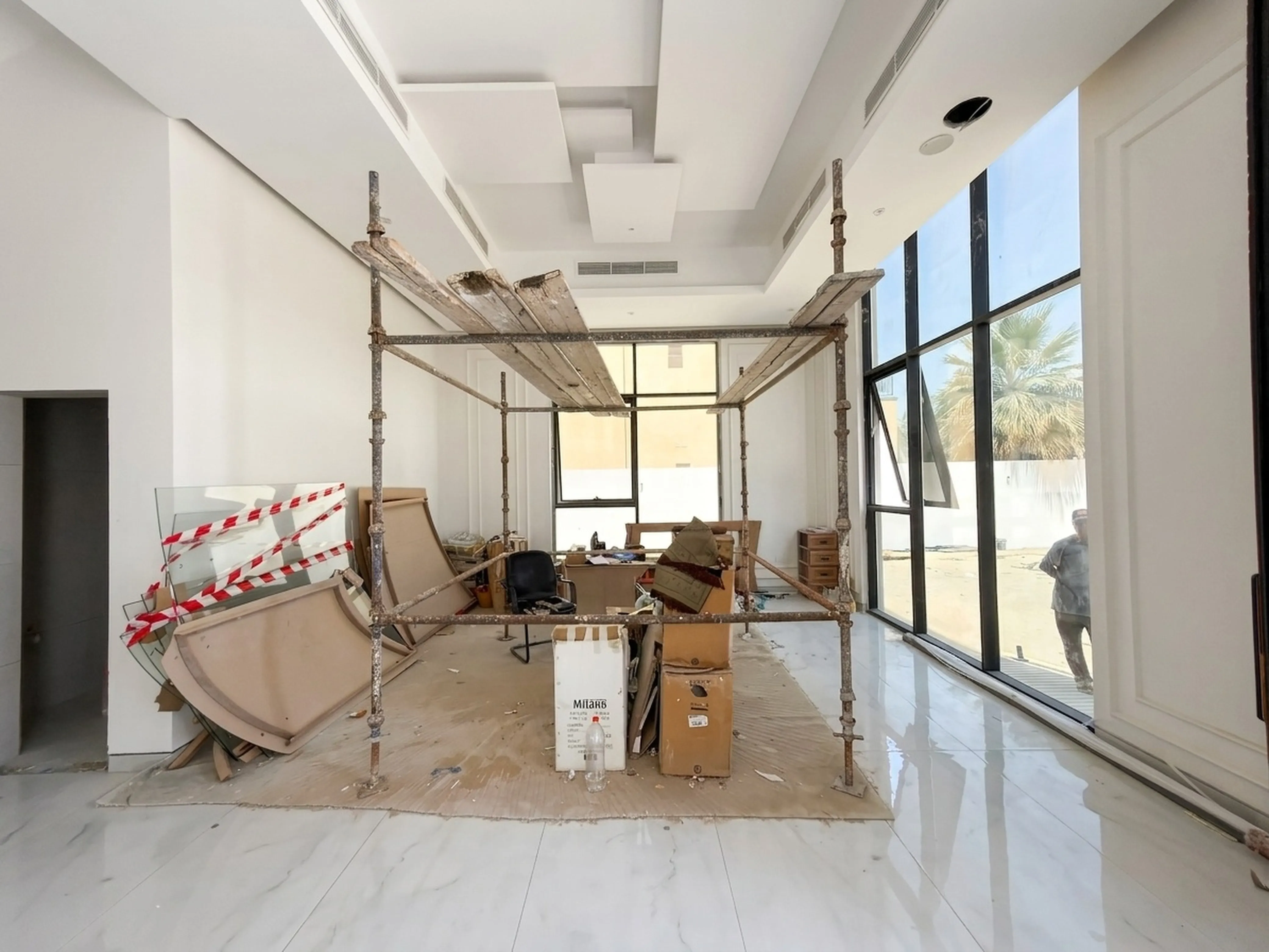 Raw shell space under construction before design concept is applied