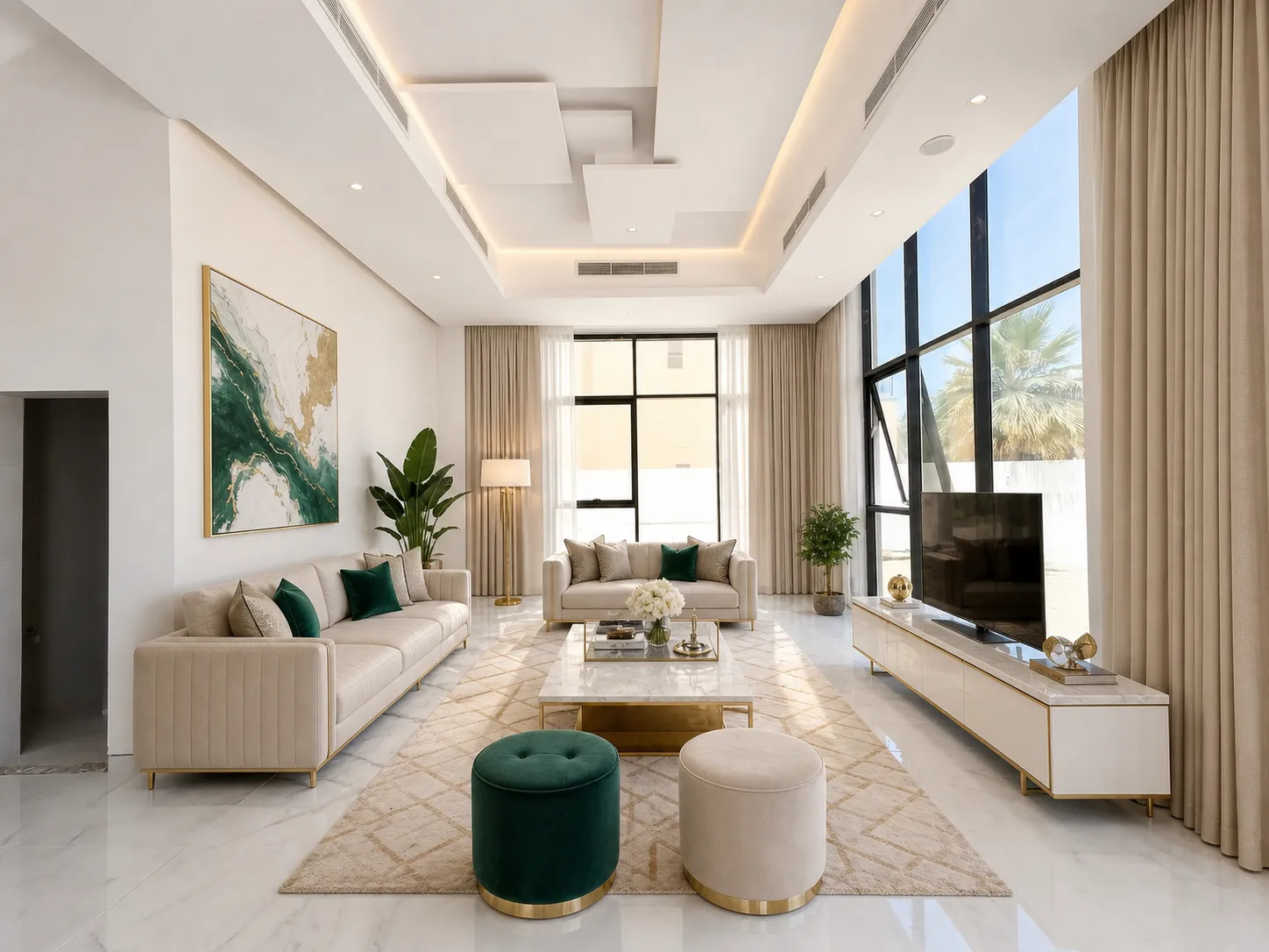 Under-construction shell shown as a furnished design concept - for marketing preview only